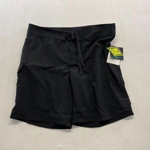 Kanu Women's Boardshorts Size 14 Black Polyester Blend Tie Front Swim Shorts NEW